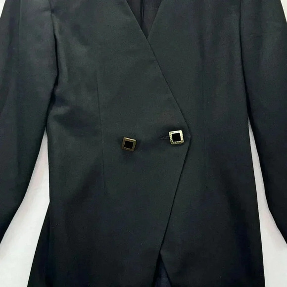 Vtg First Impressions Womens Black Double-Breasted Blazer Sz 2P Minimalist Chic - Picture 4 of 8